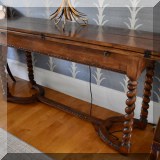 F03. Barley twist sofa table. 31”h x64”w x18”d/36”d 